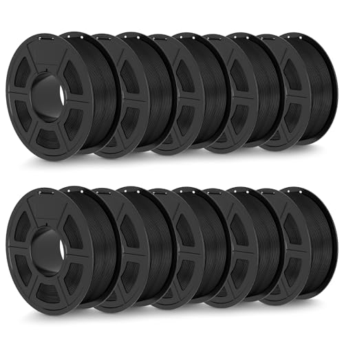 TECBEARS Matte PLA Filament 10KG Schwarz,High Speed PLA 3D Drucker Filament mit Matter Oberfläche für 0-600 mm/s Hochgeschwindigkeitsdruck, Maßgenauigkeit +/- 0.02mm, 10 Stück 1kg Spule (2.2lbs) von TECBEARS