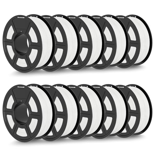 TECBEARS Matte PLA Filament 10KG Weiß, High Speed PLA 3D Drucker Filament mit Matter Oberfläche für 0-600 mm/s Hochgeschwindigkeitsdruck, Maßgenauigkeit +/- 0.02mm, 10 Stück 1kg Spule (2.2lbs) von TECBEARS