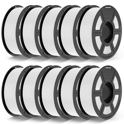 TECBEARS PLA+ Filament 1.75 mm Weiß 10 KG, Verstärkt Zähigkeit PLA Plus 3D Drucker Filament, Maßgenauigkeit +/- 0,02 mm, 10 Spulen, 1kg pro Spule von TECBEARS
