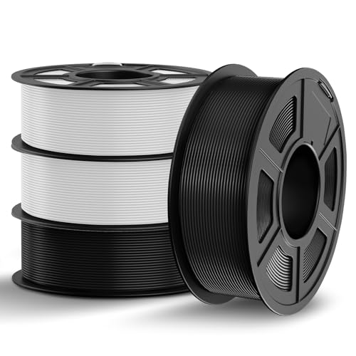 TECBEARS PLA Filament 1.75mm Bundle Schwarz+Weiß, 4kg 3D Drucker Filament PLA, PLA 3D Filament Vakuumverpackung, Maßgenauigkeit +/- 0,02 mm,1kg pro Spule (2.2lbs), insgesamt 4kg PLA Filament 3D-Druck von TECBEARS