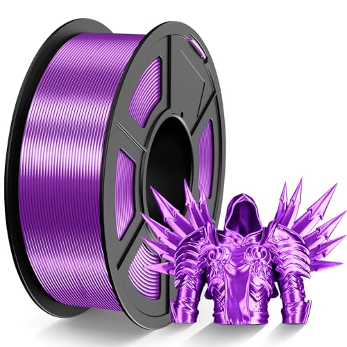 TECBEARS PLA Silk Filament 1.75mm Lila 1KG, Shiny Silk PLA 3D Drucker Filament, mit Seidenglattes Finish, Gute Farbwiedergabe, Maßgenauigkeit +/- 0.02, 1 Spulen, 1kg pro Spule Seide Lila von TECBEARS