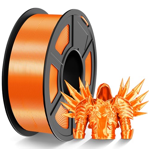 TECBEARS PLA Silk Filament 1.75mm Orange 1KG, Shiny Silk PLA 3D Drucker Filament, mit Seidenglattes Finish, Gute Farbwiedergabe, Maßgenauigkeit +/- 0.02, 1 Spulen, 1kg pro Spule Seide Orange von TECBEARS