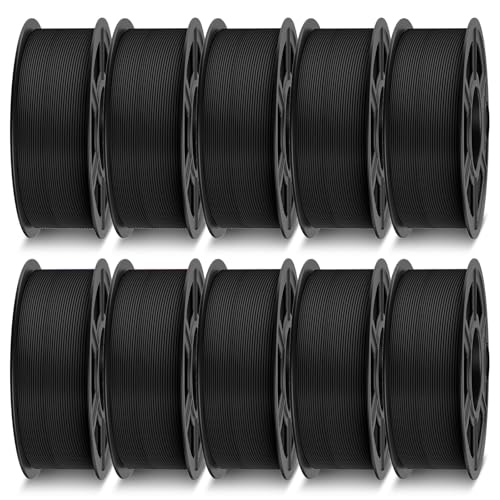TECBEARS Rapid Matte PETG Filament 1.75 mm Bundle 10 kg, High Speed 50-600mm/s PETG 3D Drucker Filament Maßgenauigkeit +/- 0.02 mm, Elegante Matte Oberfläche,10 Stück 1kg(2.2lbs), Schwarz*10 von TECBEARS
