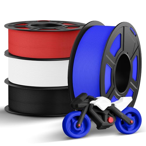 TECBEARS Rapid Matte PETG Filament 1.75 mm Bundle 4 kg, High Speed 50-600mm/s PETG 3D Drucker Filament, Elegante Matte Oberfläche, 4 Stück 1kg(2.2lbs), Schwarz, Weiß, Blau, Rot von TECBEARS