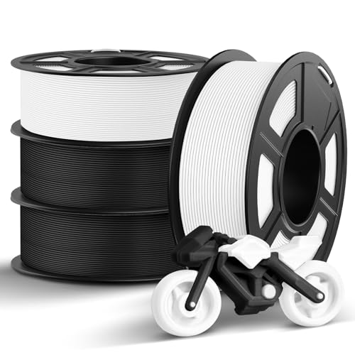 TECBEARS Rapid Matte PETG Filament 1.75 mm Bundle 4 kg, High Speed 50-600mm/s PETG 3D Drucker Filament Maßgenauigkeit +/- 0.02 mm, Elegante Matte Oberfläche, 4 Stück 1kg(2.2lbs),Schwarz*2+Weiß*2 von TECBEARS