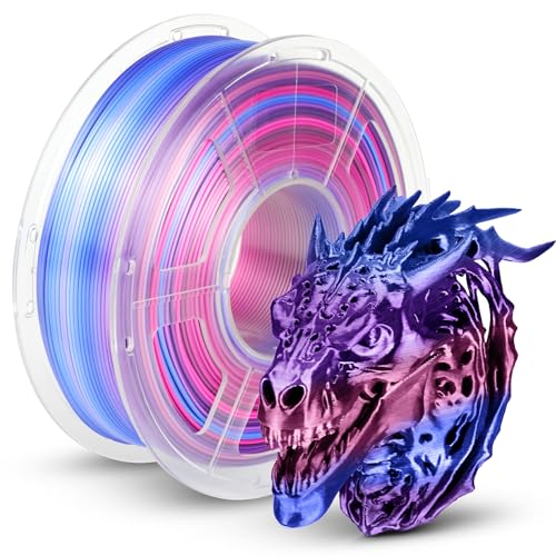 TECBEARS Silk PLA Rainbow Filament 1.75mm, Silky Multicolored 3D Drucker Filament PLA, Shiny Hochglanz Farbverlauf wechselnd 1KG Spule (2.2 LBS) für 3D Drucker, Süßigkeiten-Regenbogen 02 von TECBEARS