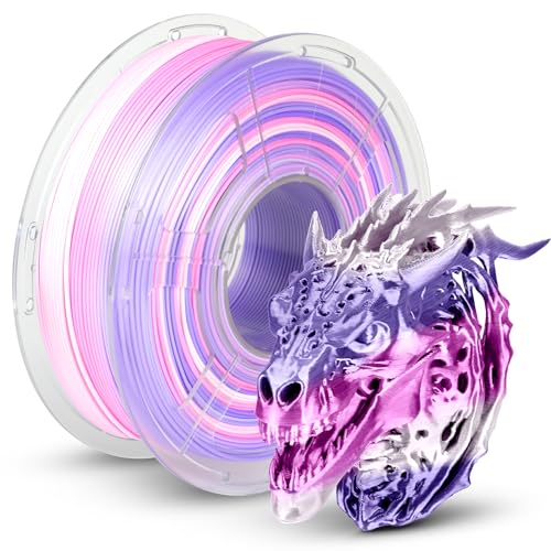 TECBEARS Silk PLA Rainbow Filament 1.75mm, Silky Multicolored 3D Drucker Filament PLA, Shiny Hochglanz Farbverlauf wechselnd 1KG Spule (2.2 LBS) für 3D Drucker, Süßigkeiten-Regenbogen 03 von TECBEARS