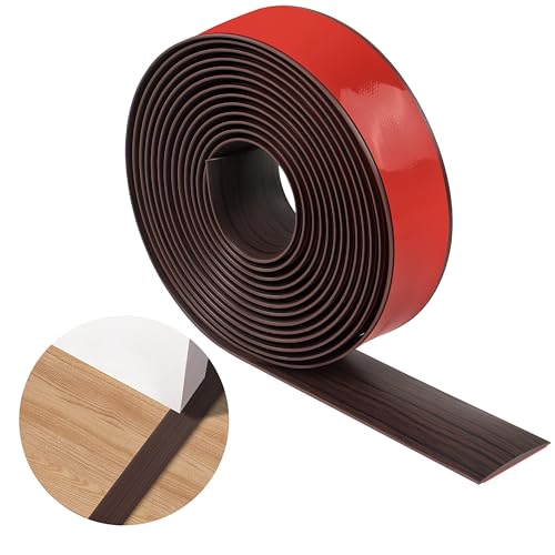 Bodenübergangsstreifen,PVC Selbstklebende Schwellenleisten für Türöffnungen,Wasserdicht Verschleißfest,Teppichtürstreifen Geeignet für Von Türen,Fenstern,Böden (schwarze Walnussmaserung, 4m-4cm) von TECDW