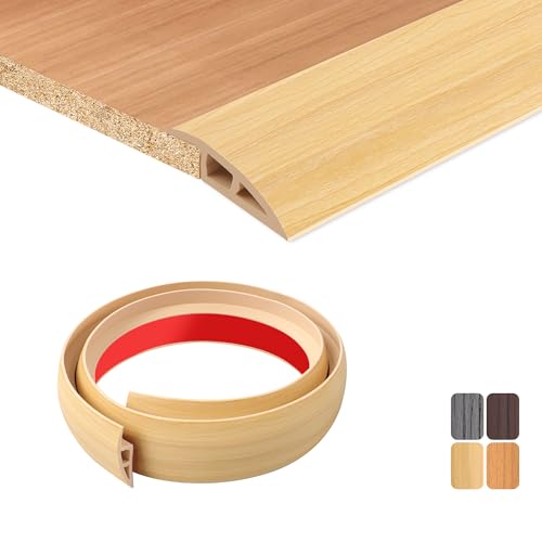 TECDW 100x5cm übergangsprofil selbstklebend Selbstklebend,flexibel übergangsleiste Boden rutschfest,PVC übergangsleiste zum Abdecken von Türen, Fliesenteppich zu Fliese (ursprüngliches Holz) von TECDW