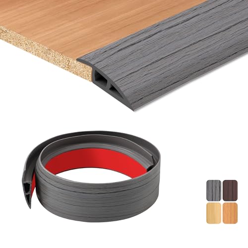TECDW 100x7cm übergangsprofil selbstklebend Selbstklebend,flexibel übergangsleiste Boden rutschfest,PVC übergangsleiste zum Abdecken von Türen, Fliesenteppich zu Fliese (dunkelgraue Holzmaserung) von TECDW