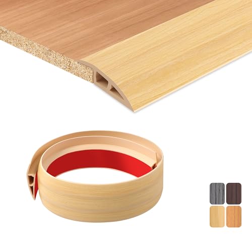 TECDW 100x7cm übergangsprofil selbstklebend Selbstklebend,flexibel übergangsleiste Boden rutschfest,PVC übergangsleiste zum Abdecken von Türen, Fliesenteppich zu Fliese (ursprüngliches Holz) von TECDW