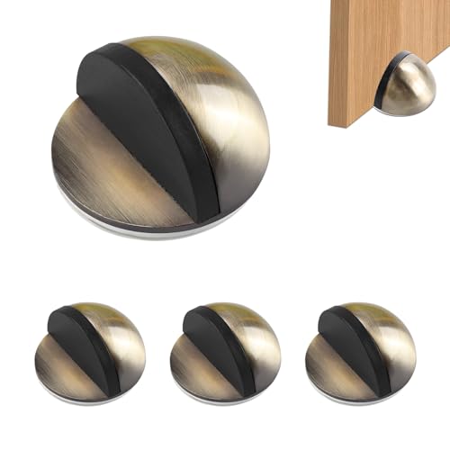 TECDW 4 Stücke Türstopper Boden Selbstklebend, Bodentürstoppe Edelstahl mit Gummipuffern, Türstopper Ohne Bohren, Door Stopper, Bodentürstopper für alle Hartböden zum Schutz von Türen (Bronzefarbe) von TECDW