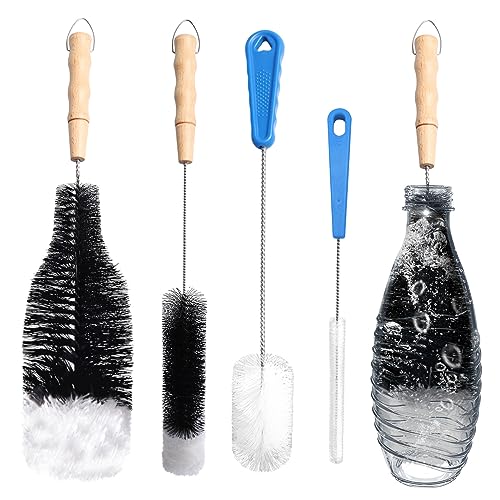 TECDW Flaschenbürste kompatibel mit Glasflaschen,4 Stück Flaschenbürste,Schonende & Kratzerfreie Reinigung Flaschenreiniger für Glaskaraffe 0.6 Liter, Babyflaschen, Trinkflaschen von TECDW