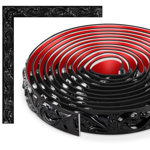 TECDW Flexible Wanddekorstreifen, selbstklebende Wanddekorstreifen, DIY zierleiste, wandleisten selbstklebend, Für Wand- und Heimdekoration (Black-3) von TECDW