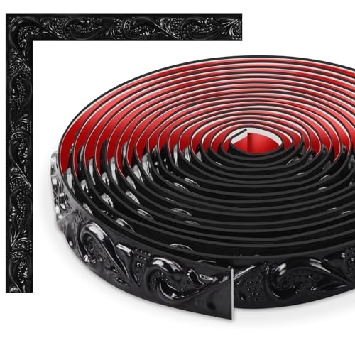 TECDW Flexible Wanddekorstreifen, selbstklebende Wanddekorstreifen, DIY zierleiste, wandleisten selbstklebend, Für Wand- und Heimdekoration (Black-6) von TECDW