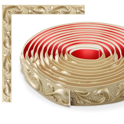 TECDW Flexible Wanddekorstreifen, selbstklebende Wanddekorstreifen, DIY zierleiste, wandleisten selbstklebend, Für Wand- und Heimdekoration (Champagne Gold-3) von TECDW