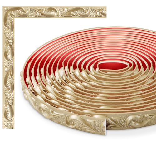 TECDW Flexible Wanddekorstreifen, selbstklebende Wanddekorstreifen, DIY zierleiste, wandleisten selbstklebend, Für Wand- und Heimdekoration (Champagne Gold-6) von TECDW