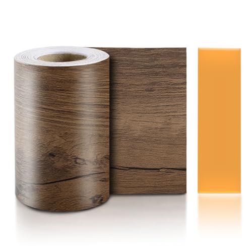 TECDW Selbstklebende Bordüre Holzmaserung(10 cm x 10m), tapetenbordüre Reparatur selbstklebend Folie, sockelleisten selbstklebend Holzkontaktpapier für Möbel, Tür, Boden, Wandfliesen von TECDW