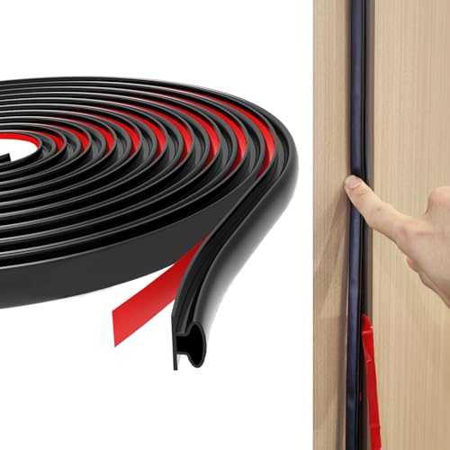TECDW Türdichtung Dichtungsband Selbstklebend, Flexibel Türrahmen Dichtung, Türdichtungen Gummidichtung Selbstklebende, Dichtungsband Fensterdichtung Wasserdicht/Lärmdicht (Schwarz, 6 Meter) von TECDW