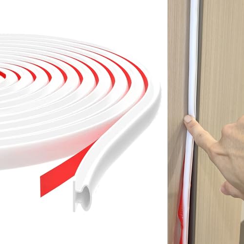 TECDW Türdichtung Dichtungsband Selbstklebend, Flexibel Türrahmen Dichtung, Türdichtungen Gummidichtung Selbstklebende, Dichtungsband Fensterdichtung Wasserdicht/Staubdicht/Lärmdicht (Weiß, 15 Meter) von TECDW