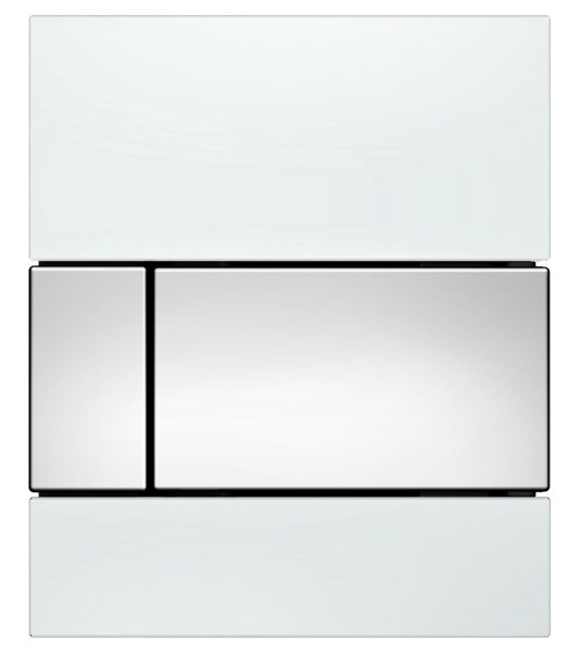 TECEsquare Urinal-Betätigungsplatte, Glas, inkl. Kartusche,  92428, Farbe: Glas weiß, Tasten chrom glänzend von TECE GmbH