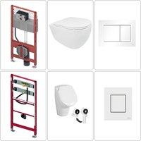 Bb infinity Wand wc spülrandlos mit SoftClose WC-Sitz, Urinal & Tece Vorwandgestell + Betätigungsplatte, weiß von TECE