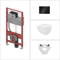 Bb infinity Wand wc spülrandlos mit SoftClose WC-Sitz & Tece Vorwandgestell + Betätigungsplatte, schwarz glänzend von TECE