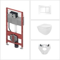 Bb infinity Wand wc spülrandlos mit SoftClose WC-Sitz & Tece Vorwandgestell + Betätigungsplatte, weiß von TECE