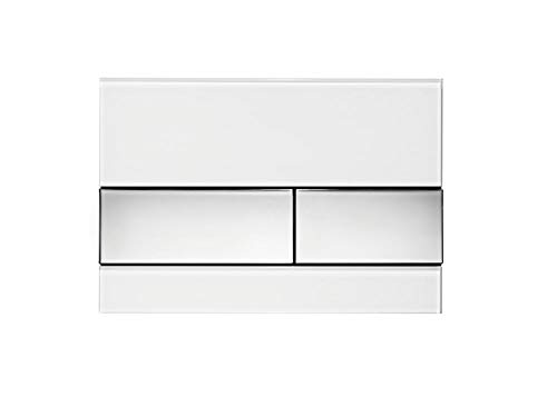 Tece 9.240.802 Square Betätigungsplatte für WC (Glas weiß, Tasten Chrom glänzend, Zweimengentechnik, bedienbar von Oben und vorne) 9240802 von TECE