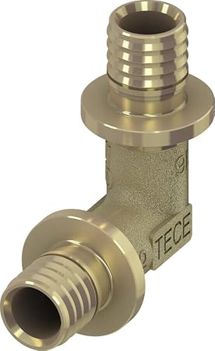 Tece 16/20/25/32 DVGW Messing Wandscheibe Winkel Kupplung T-Stuck (Winkelkupplung 90° Standard Messing, 32x32 (Nr.767032)) von TECE