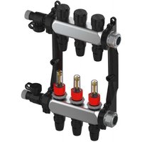 Tece - floor Edelstahl-Heizkreisverteiler 5, Typ Logo slq, mit Durchflussanzeige, 1' Innengewinde flachdichtend von TECE