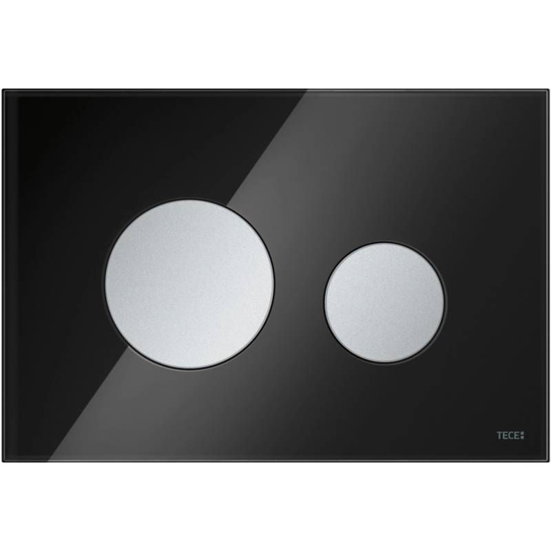 Teceloop WC-Betätigungsplatte Glas-Schwarz-Tasten-Chrom-mit Zweimengentech. von TECE