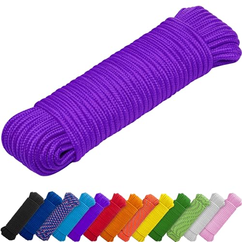 TECEUM Rope – 27.43 Meters x 7mm (1/4") – Indigo – Strong All-Purpose Utility Rope – Camping, Crafting, Flag Pole, Indoor & Outdoor – Polypropylene Nylon Poly Lightweight Diamond Braided Cord von TECEUM