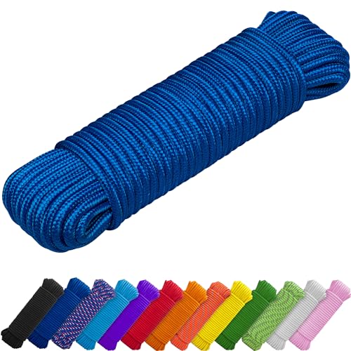 TECEUM Rope – 45.72 Meters x 7mm (1/4") – Blue – Strong All-Purpose Utility Rope – Camping, Crafting, Flag Pole, Indoor & Outdoor – Polypropylene Nylon Poly Lightweight Diamond Braided Cord von TECEUM