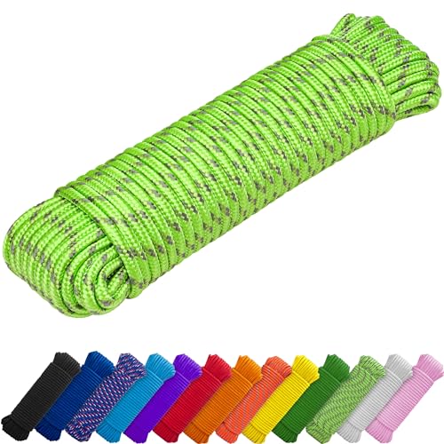 TECEUM Seil – 46M x 6mm (1/4 Inch) – Grün Grau - Starkes Allzweckseil - Camping, Basteln, Fahnenmast, drinnen und draußen - Polypropylen Nylon Poly Leichtgewicht Diamant geflochtene Schnur von TECEUM