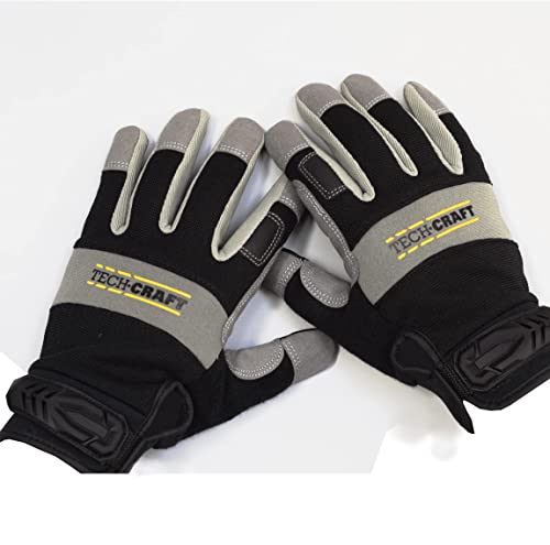 TECH-CRAFT® Heavy Duty Schutzhandschuhe Strong Touch | Touchscreenfähig | Handfläche mit Mikro-Faser und Polyester | mit Klettverschluss | professionelle Arbeitshandschuhe (Größe 10, 2 Paar) von TECH-CRAFT