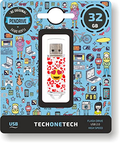 TECH ONE TECH Emojitech Heart-Eyes Pendrive 32 GB USB-Stick von TECH ONE TECH