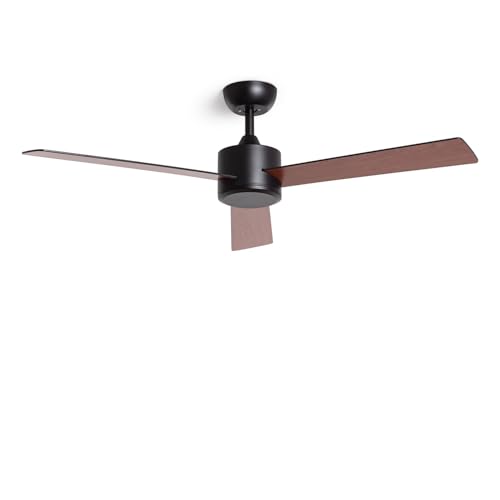 TECHBREY - Deckenventilator Lautlos Flevers 132cm | DC-Motor | Fernbedienung | Energieeffizient | Sommer-/Winterfunktion | 6 Geschwindigkeiten, Dunkles Holz, Schwarz, Metall TECHBREY - Deckenventilator Lautlos Flevers 132cm | DC-Motor | Fernbedienung | Energieeffizient | Sommer-/Winterfunktion | 6 Geschwindigkeiten, Dunkles Holz, Schwarz, Metall von TECHBREY