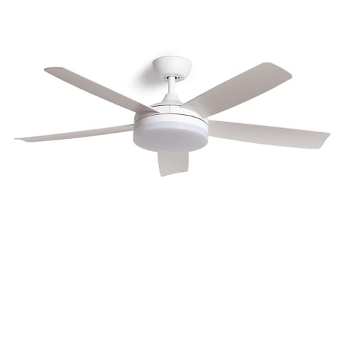 TECHBREY Deckenventilator Lautlos Patroclo Weiss 132cm DC-Motor Fernbedienung Mit Licht Ja von TECHBREY