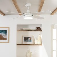 Techbrey - Deckenventilator Lautlos Timor Weiss 132cm DC-Motor Weiß cct , , Wifi: von TECHBREY