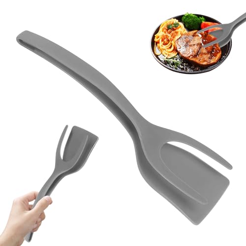 TECHEEL 2 in 1 Spatel und Zange Silikon Pfannenwender Zange 2 in 1 Pfannenwender Silikon Eierspatel Spiegelei Wender Vielseitiger Küchen Pfannenwender zum Greifen und Wenden Steak Pfannkuchen Pizza von TECHEEL