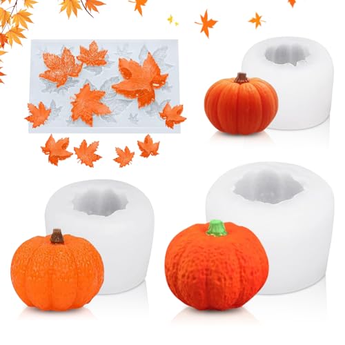 TECHEEL Silikonform Herbst Silikonformen Herbst Silikonform Kürbis Silikonformen Gießformen Herbst Silikonform Halloween 3D Halloween Kürbisform für Halloween&Herbst Deko, DIY Basteln Dekoration von TECHEEL