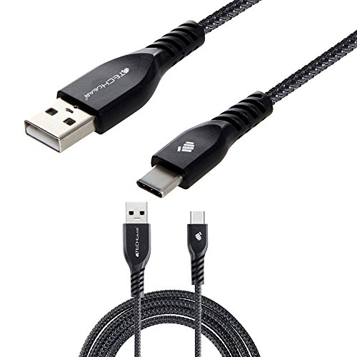 TECHGEAR 1 Meter USB Typ C Nylon geflochtene Schnur Ladekabel und Synchronisation Kabel Kompatibel mit Oppo Find X5 X3 Lite/Pro/Neo, X6a, X7a, A16s A53 A54, K12 A3 Pro, F25, Reno11 Pro Neo, Schwarz von TECHGEAR