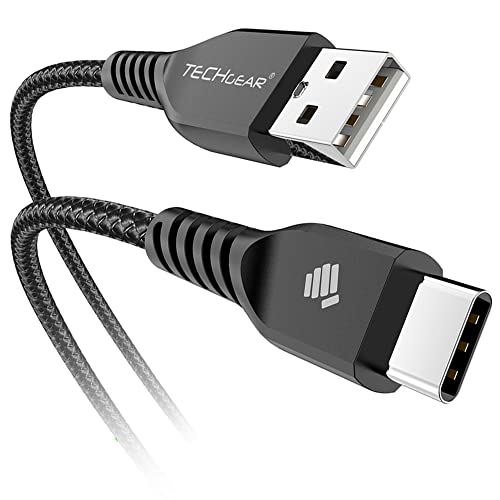 TECHGEAR 1M USB C Kabel USB Typ C Nylon geflochtene Schnur Ladekabel und Synchronisation Kabel für iPad Air 4 10.9" iPad Pro 12.9" und iPad Pro 11" 2021, 2020, 2018 und mehr - 1 Meter Schwarz von TECHGEAR