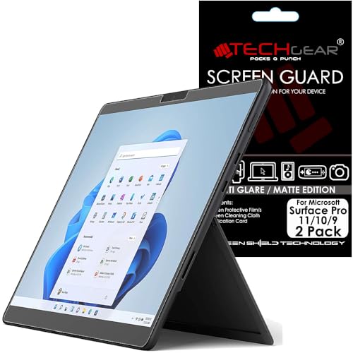 TECHGEAR [2 Stück Anti-Glare/Matte Displayschutzfolie für Microsoft Surface Pro 11 / Pro 10 / Pro 9 (13 Zoll Bildschirm) - Matte Displayschutzfolie Abdeckungen + Reinigungstuch & Applikatorkarte von TECHGEAR