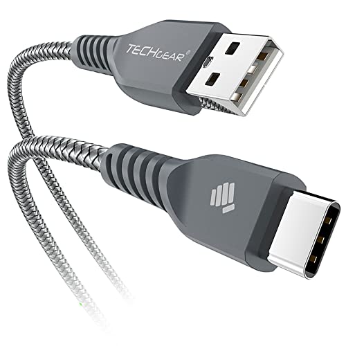 TECHGEAR 30cm USB C kabel Typ C Geflochtene Ladekabel und Synchronisation Kompatible mit Samsung S24 S23 S22 S21 S20 FE/Plus/Ultra A05s/A14/A15/A25/A55 5G, Huawei P40 P30, Xiaomi Note 12/11/Pro, von TECHGEAR