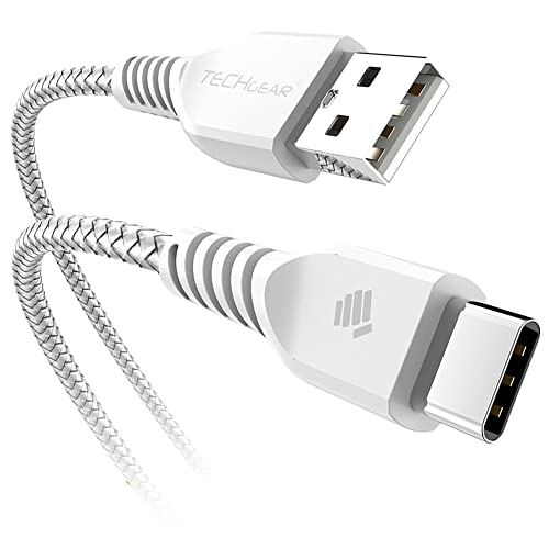 TECHGEAR 30cm USB C Kabel USB Typ C Nylon geflochtene Schnur Ladekabel und Synchronisation Kabel für iPad Air 4 10.9" iPad Pro 12.9" und iPad Pro 11" 2021, 2020, 2018 und mehr - 30 cm Weiß von TECHGEAR