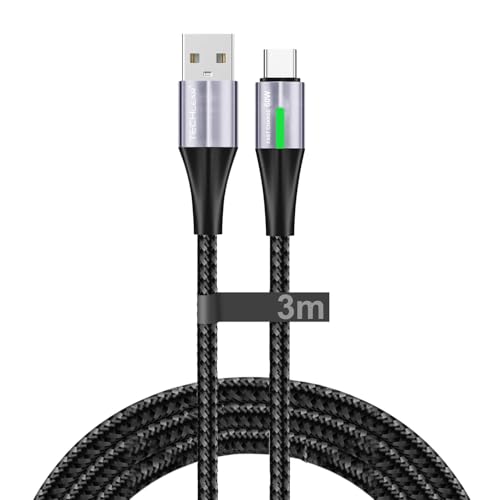 TECHGEAR 60W USB C Ladekabel 3M 3A Typ C Schnellladung Geflochten USB A auf USB-C LED Lichtanzeige Telefon Ladekabel für iPad 2024, iPhone 16/15 Pro, S25 S24 Ultra, Pixel 9, PS5, Switch usw TECHGEAR 60W USB C Ladekabel 3M 3A Typ C Schnellladung Geflochten USB A auf USB-C LED Lichtanzeige Telefon Ladekabel für iPad 2024, iPhone 16/15 Pro, S25 S24 Ultra, Pixel 9, PS5, Switch usw von TECHGEAR