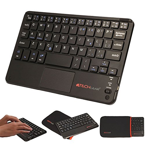 TECHGEAR Active Strike Pro (Mini) Slim Bluetooth Wireless UK QWERTY Tastatur mit Maus Touchpad für Tablets und Handys mit Android OS (inklusive Tastatur-Tragetasche) von TECHGEAR