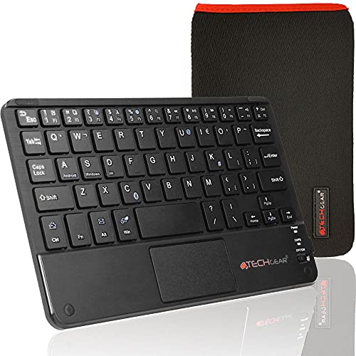 TECHGEAR [Active Strike Pro Mini Slim Bluetooth Wireless UK QWERTY Tastatur mit Maus-Touchpad für Amazon Fire HD 10, HD 8 / Plus Tablet (5., 6., 7., 9. 10. Generation) mit Tastaturhülle von TECHGEAR
